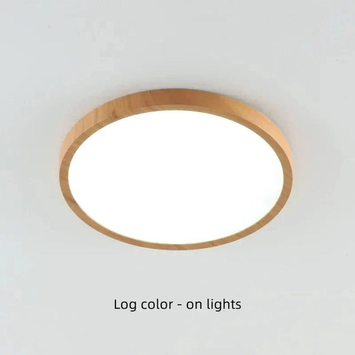 Ultrathin wooden LED ceiling light, modern design, adjustable glow for various moods.