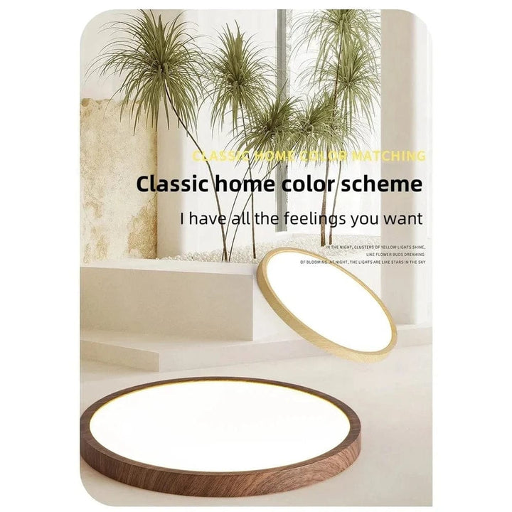 Adjustable glow LED ceiling light, modern wood design, ideal for any room in your home.