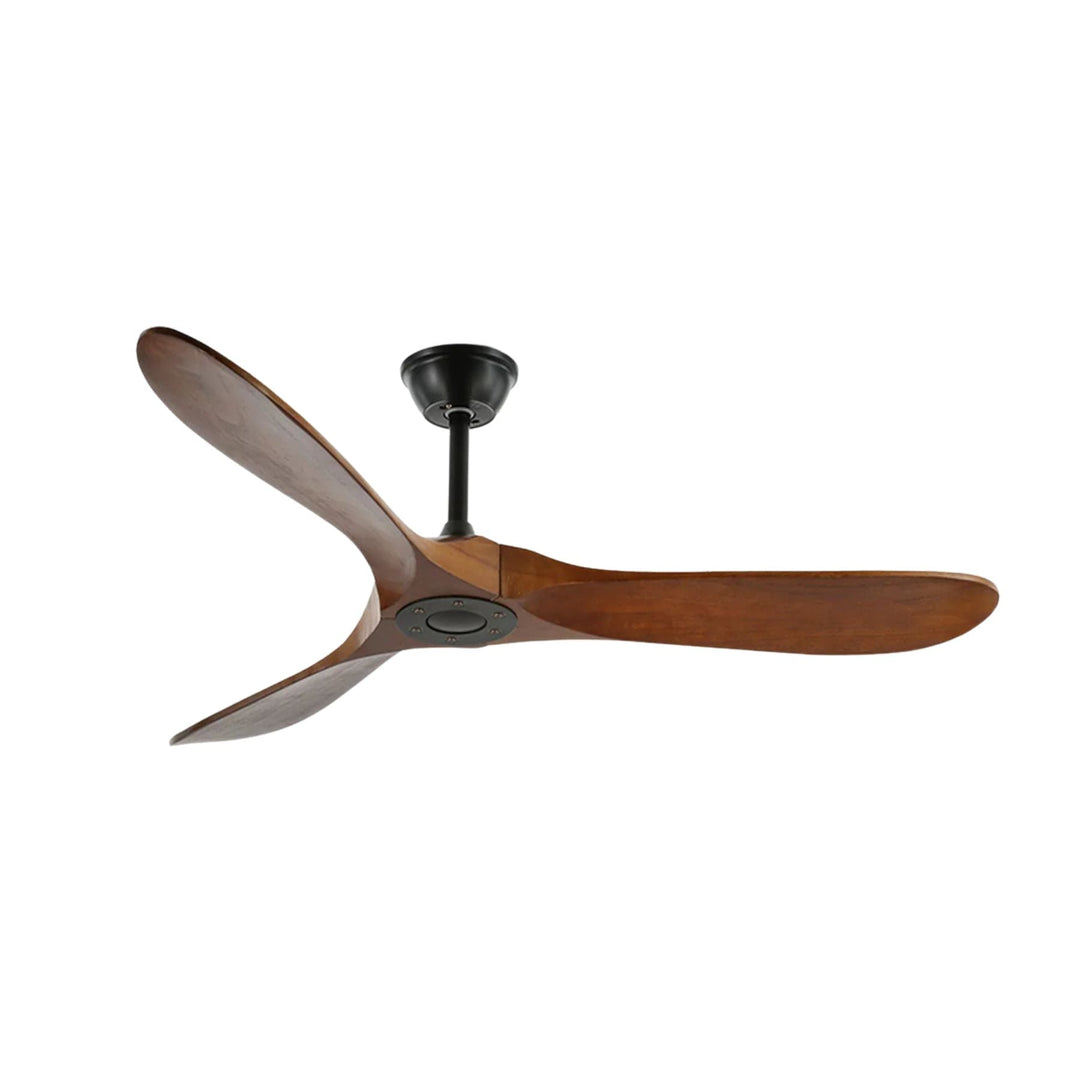 Modern wooden ceiling fan with remote control, ideal for contemporary home decor.