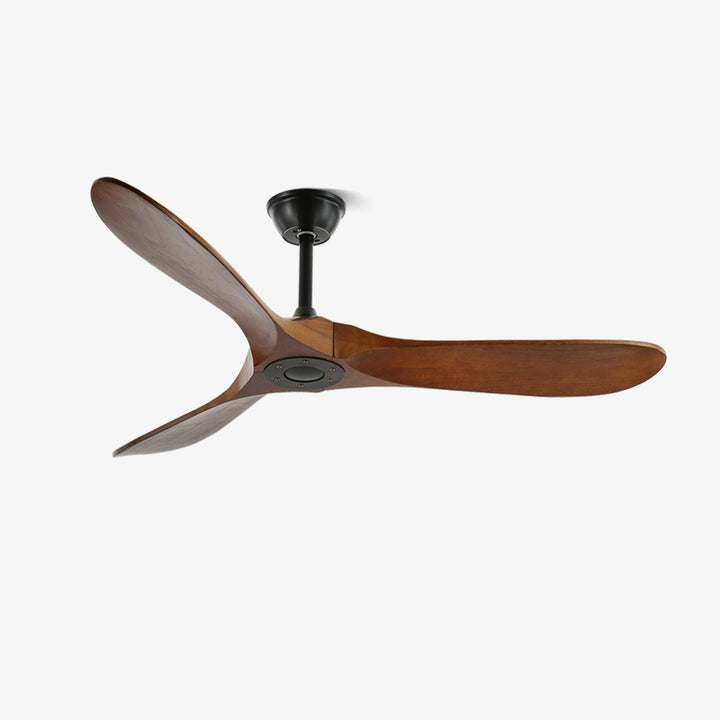 Stylish walnut blade ceiling fan, modern design, quiet operation & remote.