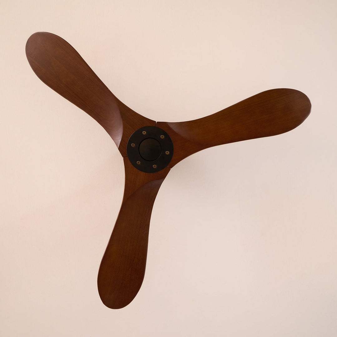 Modern wooden fan for ceilings, remote-controlled for ultimate comfort.
