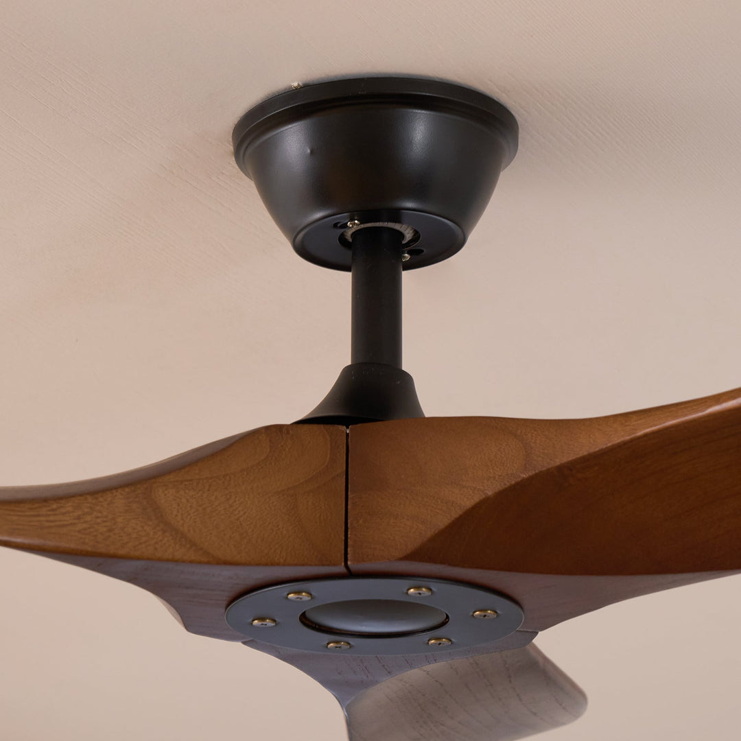Durable modern wooden ceiling fan with long-lasting walnut blades & remote.