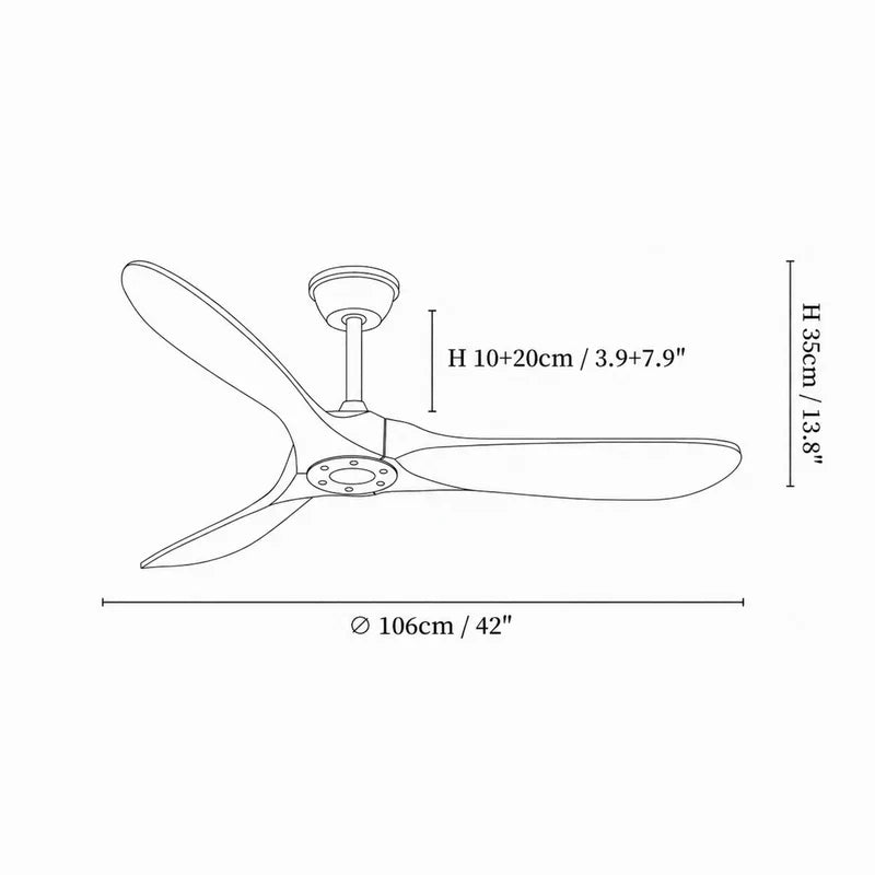 Sleek modern wooden ceiling fan featuring adjustable speed & remote control.