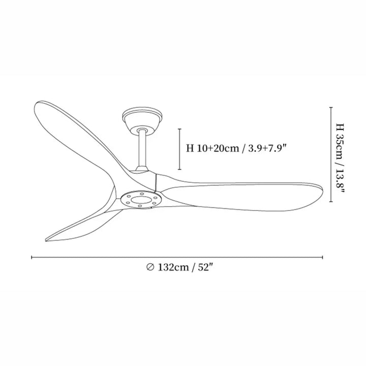 Quiet indoor wooden ceiling fan with modern aesthetic, walnut blades & remote.