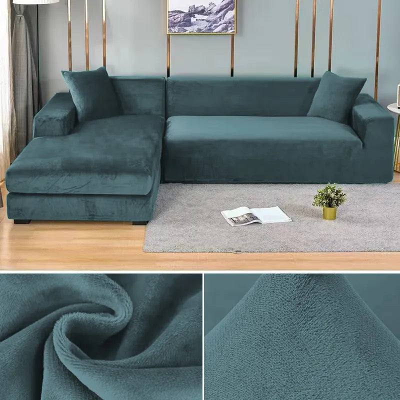 Washable stretch sofa cover, modern aesthetic. Pet-friendly furniture protector for any couch.