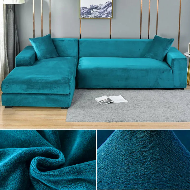 Wrinkle-free slipcover, modern design. Universal fit sofa protector, easy to wash, pet friendly.