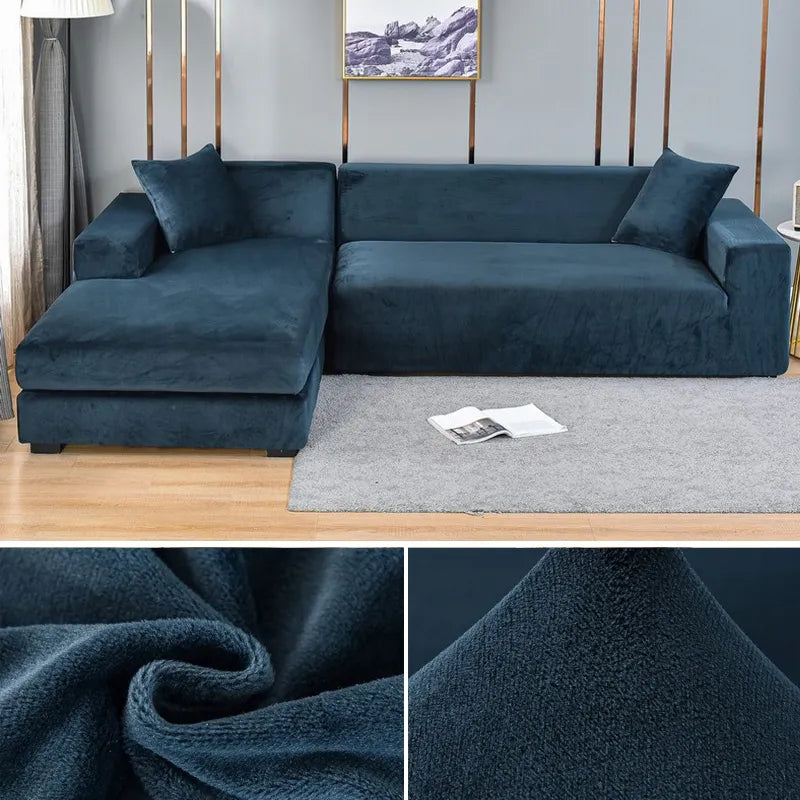 Universal stretch sofa cover, wrinkle-free & easy care. Modern home decor furniture protector.