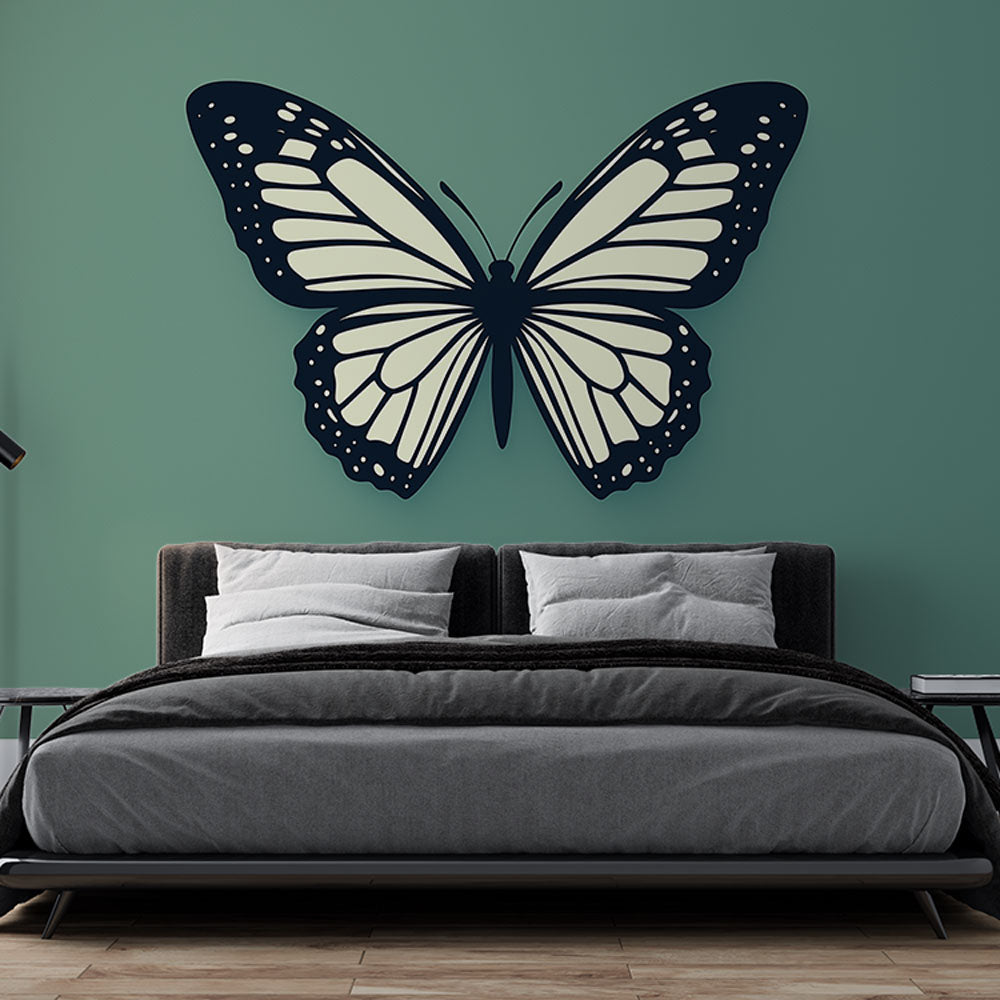 Monochrome butterfly wall mural, elegant nature-inspired peel and stick modern wallpaper for living room decor.