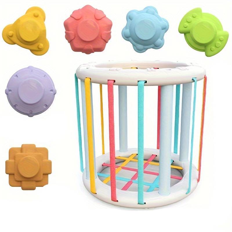 Montessori educational blocks sorting toy for babies, teaching shapes, colors & fine motor skills.