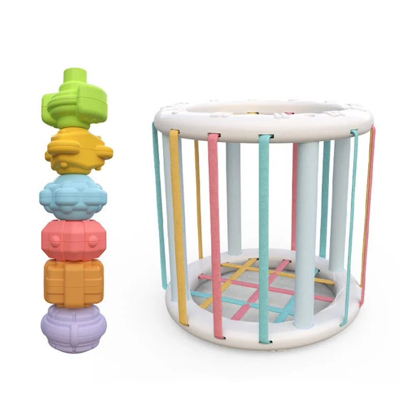 Baby's activity toy: Montessori educational blocks sorting game for skill development, fine motor & color recognition.