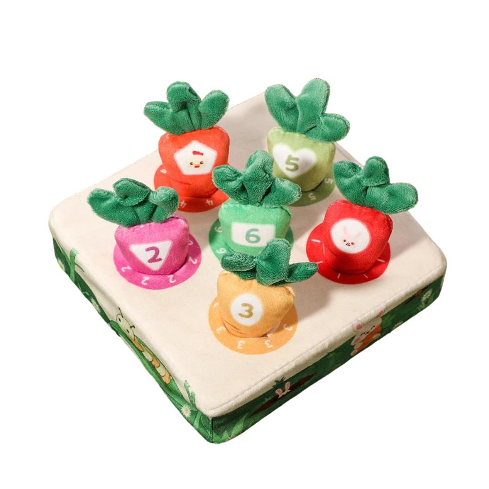Plush Montessori carrot toy for toddlers, enhancing sensory development & fine motor skills. Ideal early learning.