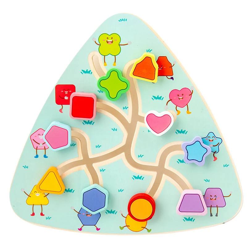 Montessori wooden maze board for toddlers, developing fine motor skills & cognitive development. Educational kids puzzle.