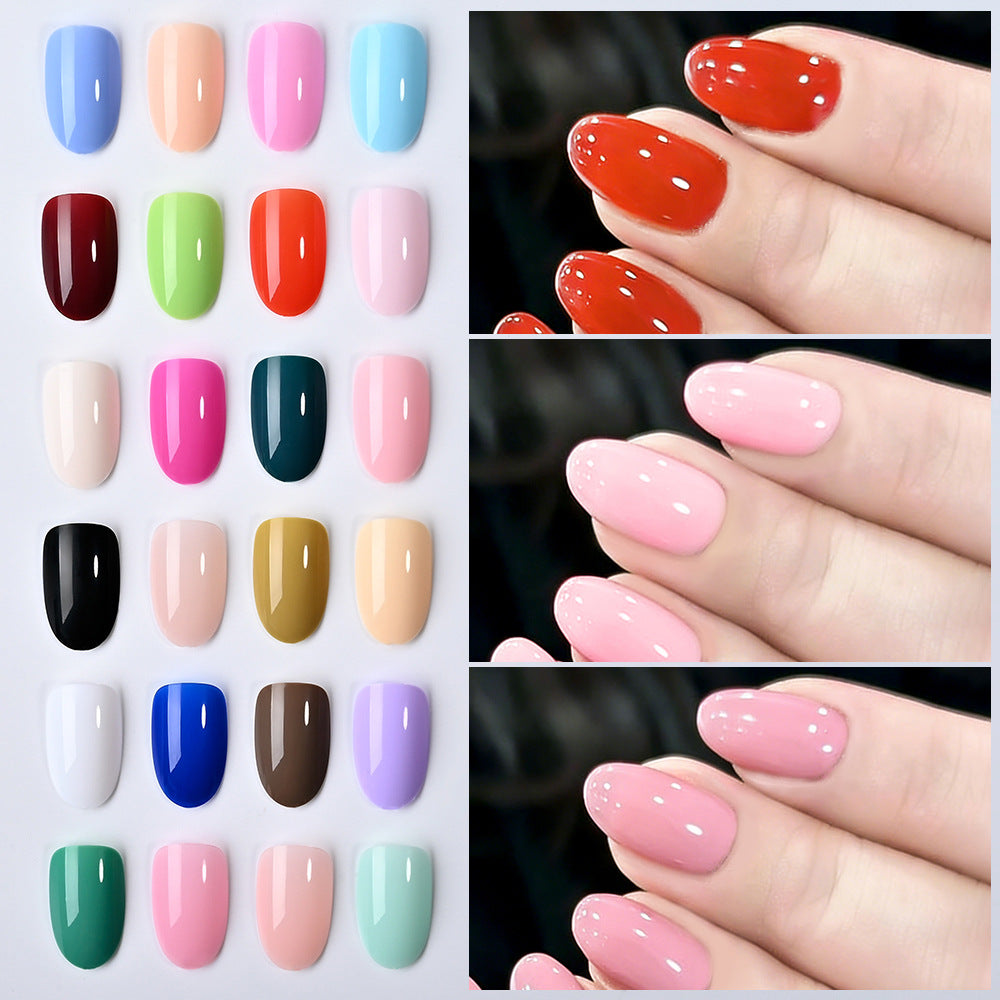 Press-on artificial nail set with stiletto, almond, & square shapes for easy home manicure & beauty.