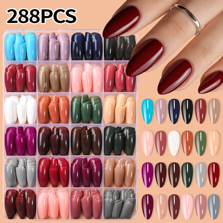 Stiletto, almond & square false nail assortment for custom press-on nail art designs & beauty enhancements.