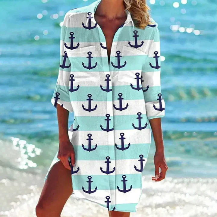 Plus size elegant A-line V-neck summer dress for women, flowy, lightweight, and vibrant multicolor design.