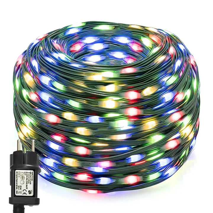 Easily installable multicolour LED rope lights, ideal for outlining garden features & festive outdoor string lighting.