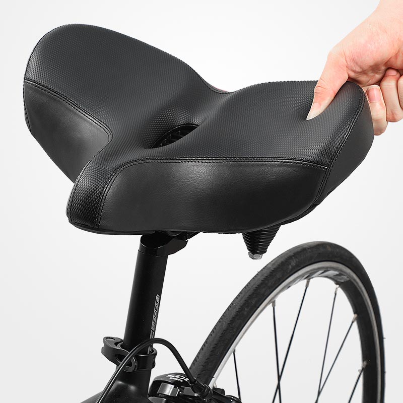 Premium comfort bicycle saddle with extra wide ergonomic design, perfect for long rides and daily commutes.