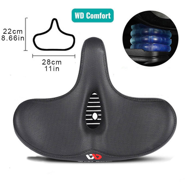 High-quality, extra wide bicycle saddle ensures ultimate comfort and durable performance for diverse cycling.