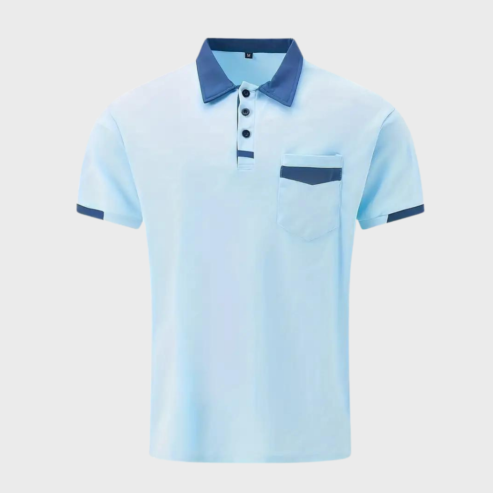 Men's semi-formal polo shirt in navy blue, combining classic style with modern comfort and regular fit.