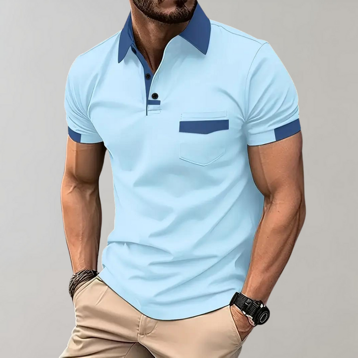 Stylish white men's polo shirt, a comfortable casual wear staple for versatile summer fashion.