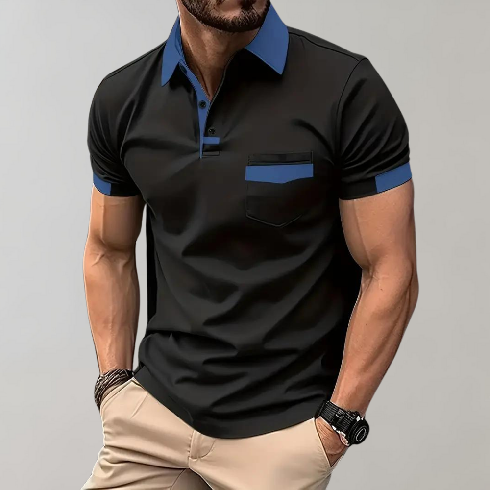 Grey short sleeve men's polo, a timeless wardrobe staple for everyday comfort and modern style.