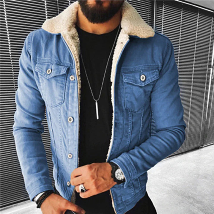 Men's classic button-up denim jacket, new outerwear for versatile casual wear, suitable for spring and fall layering.