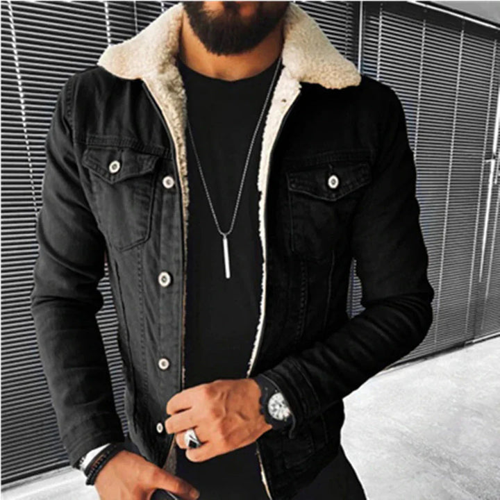 Stylish new men's classic denim jacket, ideal versatile outerwear for everyday urban style and casual layering.