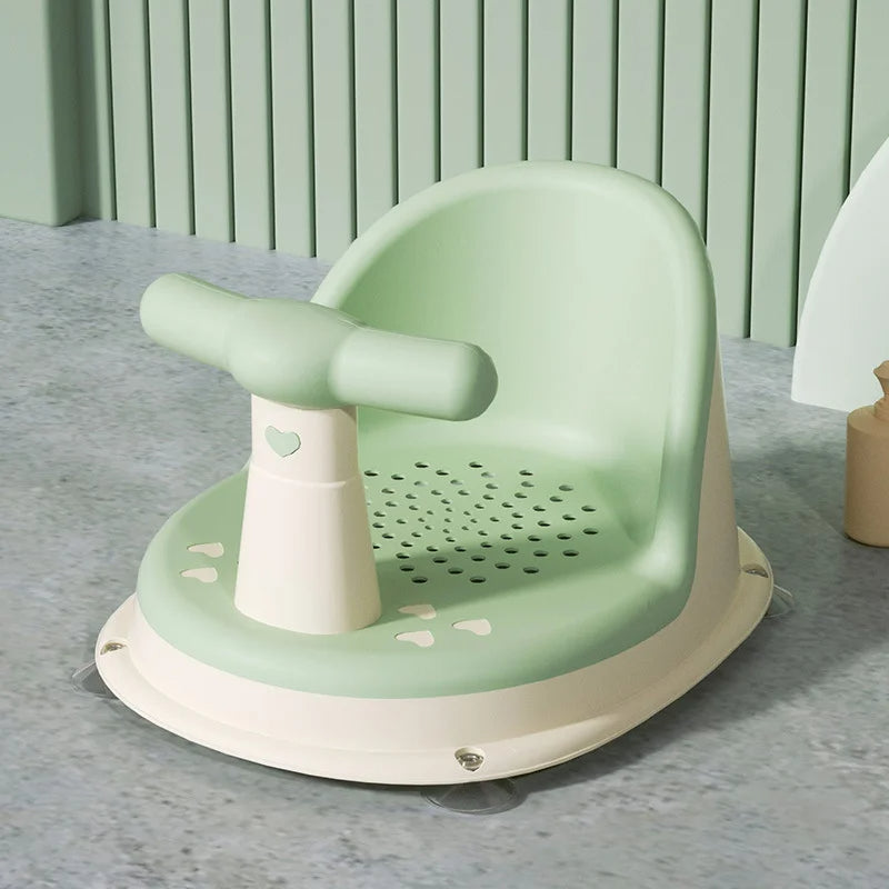 Ergonomic baby bath seat designed for safe, comfortable non-slip support during toddler & infant bath care.