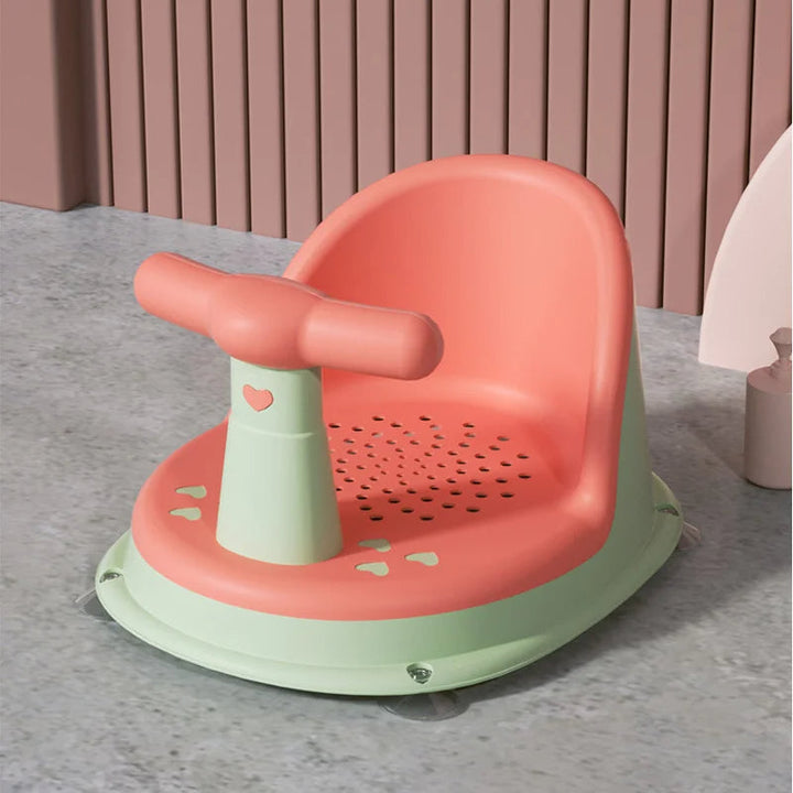 Portable non-slip baby bath seat for safe & comfortable toddler bath time. Easy to clean plastic bath support.