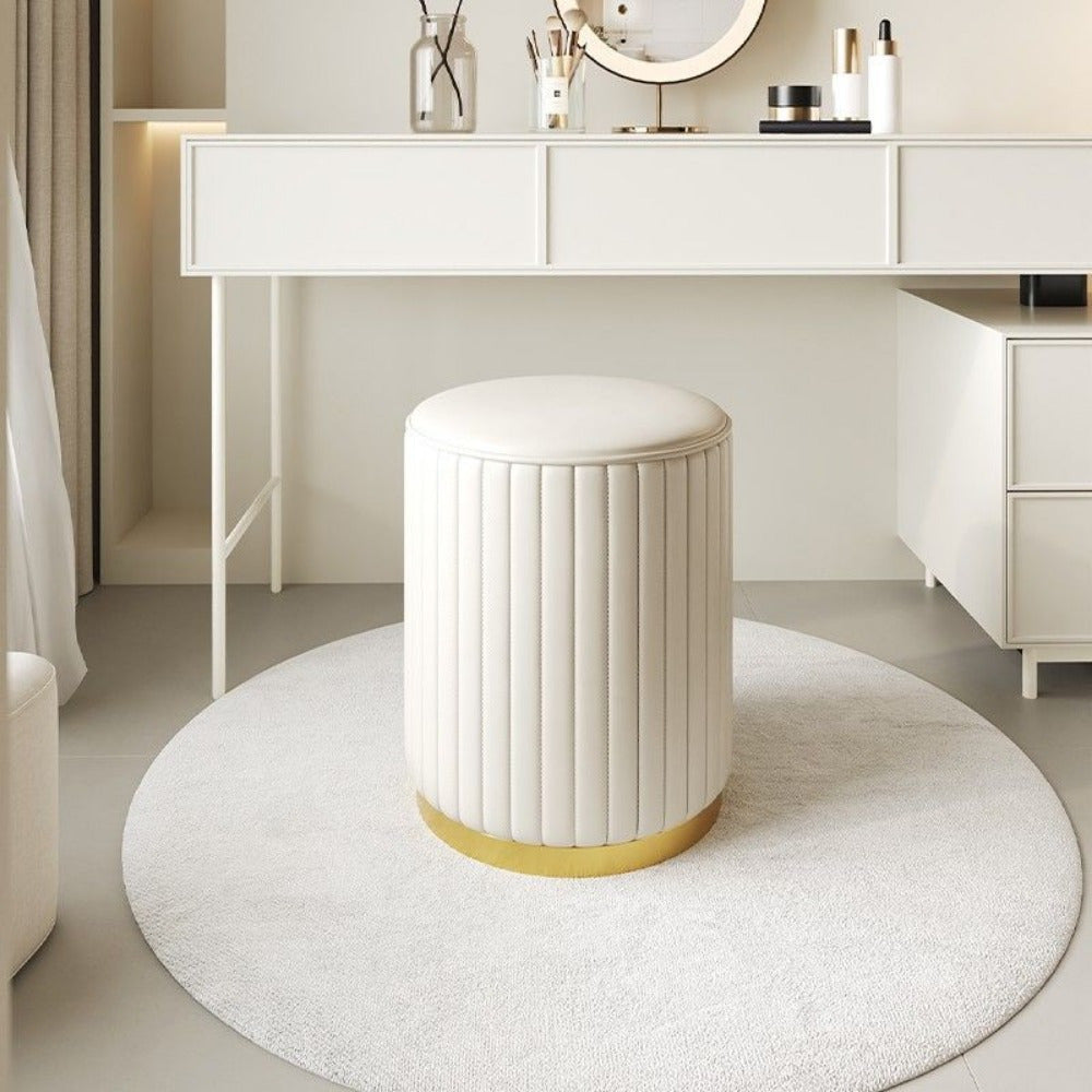 Multifunctional round pouf with mirror finish, offering hidden storage for your Nordic chic home decor.