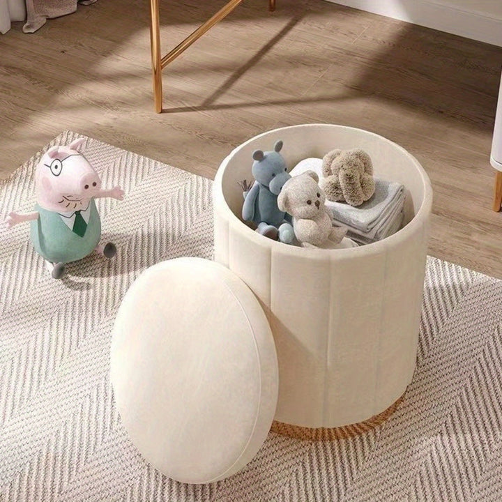 Accent furniture: Nordic Chic round storage ottoman with a unique mirror finish for any stylish room.