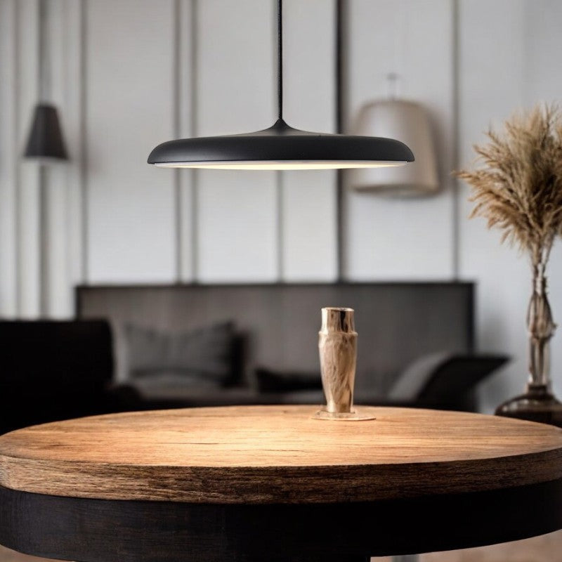 Sleek Scandinavian LED pendant lamp, minimalist design for modern home interior lighting.
