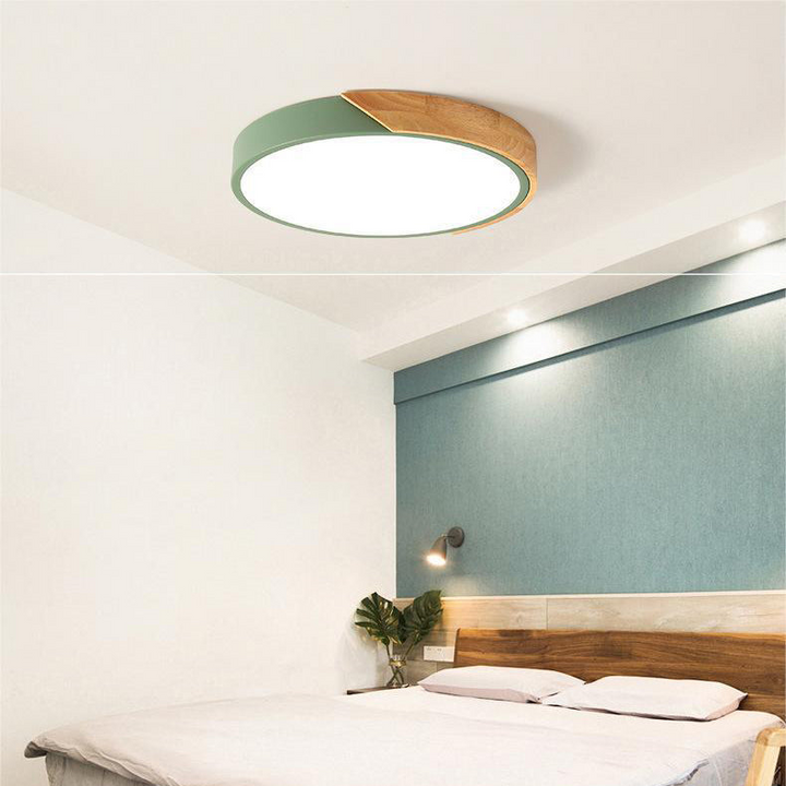 Round Nordic Macaroon LED ceiling lamp, modern minimalist style. Ideal for contemporary home decor.