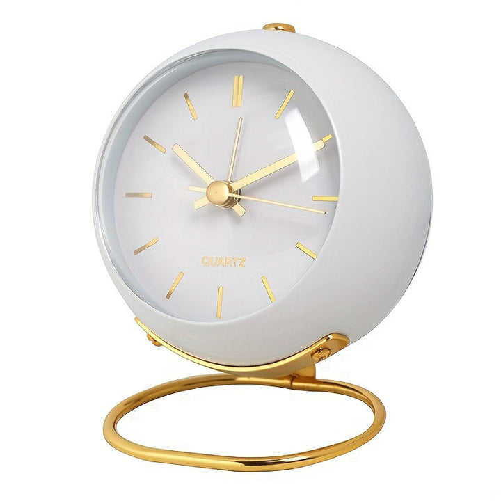 Nordic silent desk clock with luminous hands & sleek metal frame, perfect for modern decor.