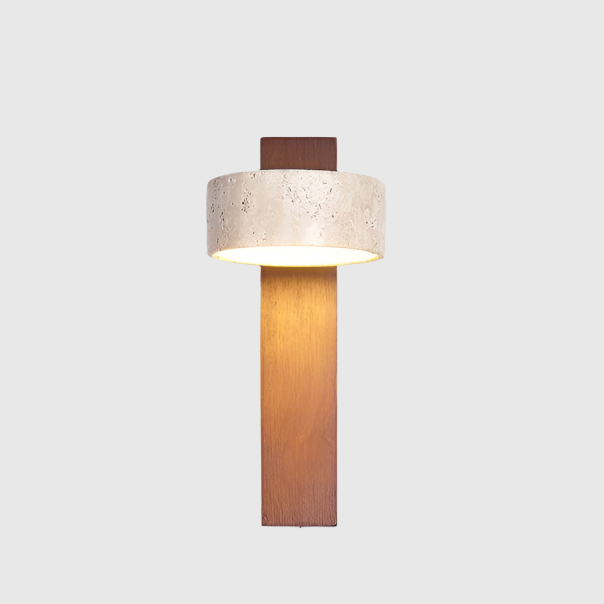 Beautiful Wabi Sabi off-white travertine LED wall lamp, adding a natural, soothing glow to interiors.