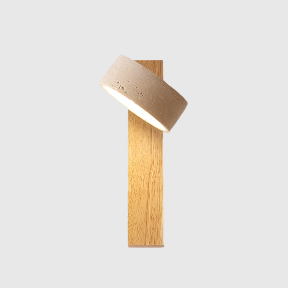 Off-white travertine LED wall lamp, Wabi Sabi aesthetic, for elegant ambient home lighting.