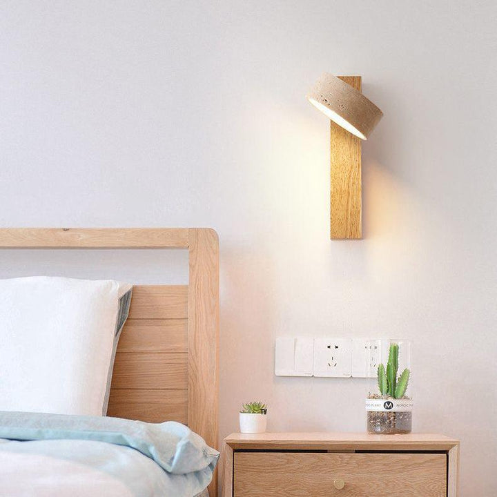 Stylish off-white travertine wall mounted LED lamp, creating a serene Wabi Sabi ambiance.