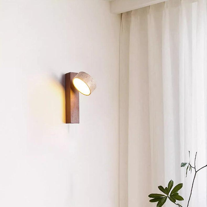 Home Wabi Sabi off-white travertine LED wall fixture, perfect for ambient lighting & natural look.