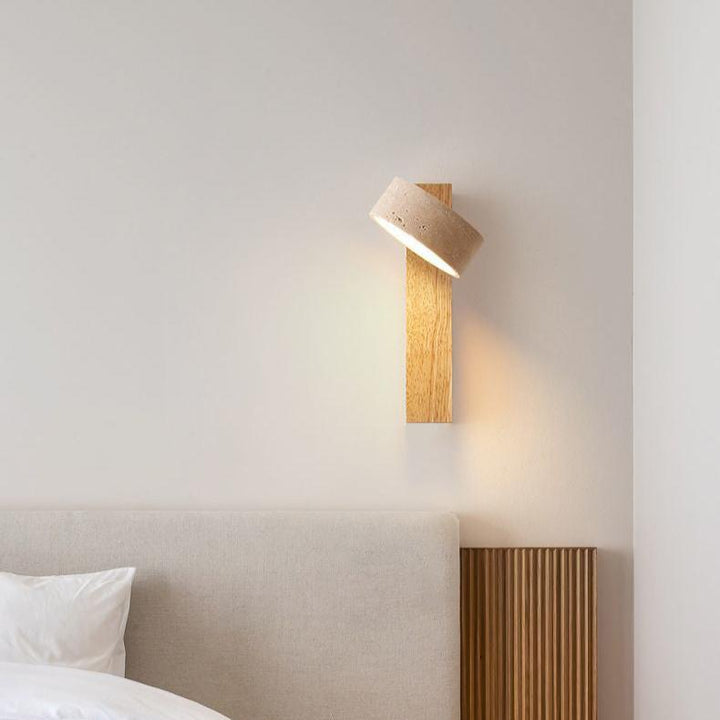 Unique off-white travertine LED wall lamp, Wabi Sabi inspired, for a calm & minimalist space.
