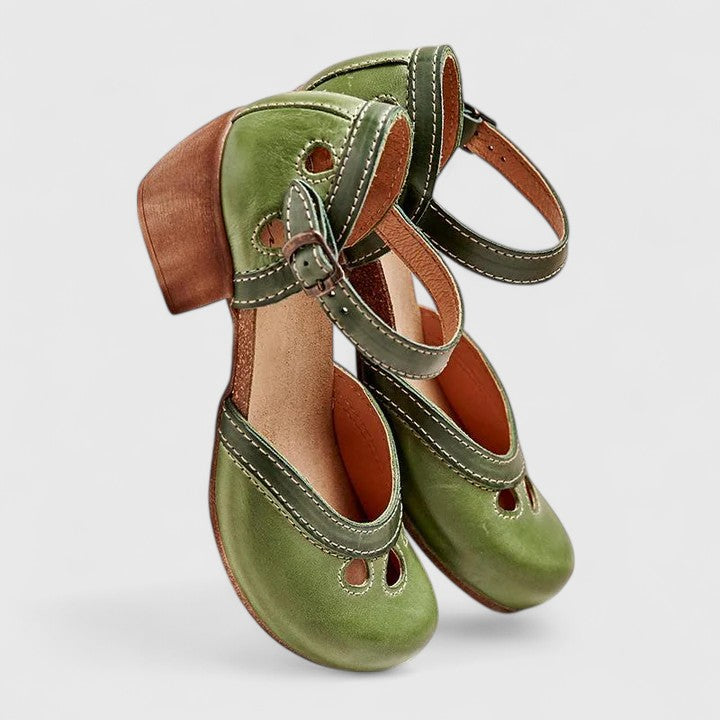 Close-up of arch support in women's orthopaedic comfort sandals, designed for pain relief & stability.