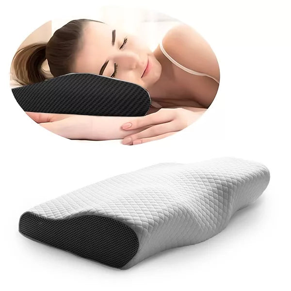 Unisex memory foam cervical pillow, an orthopedic sleep aid for neck pain & shoulder pain relief with back support.
