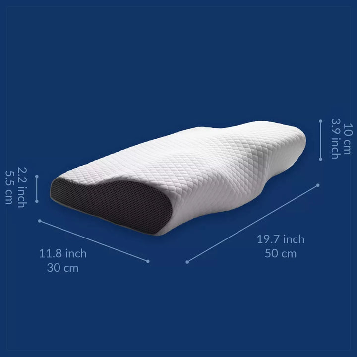 Comfortable ergonomic cervical pillow with memory foam for spinal alignment, neck pain, and shoulder pain relief.