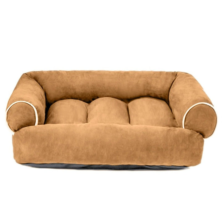 Plush pet sofa bed designed for dogs with joint pain. Offers orthopedic support & calming comfort. Washable.