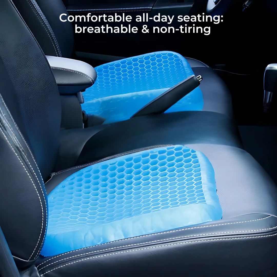 Advanced orthopedic gel seat cushion for superior back & tailbone pain relief. Pressure distribution & comfort.