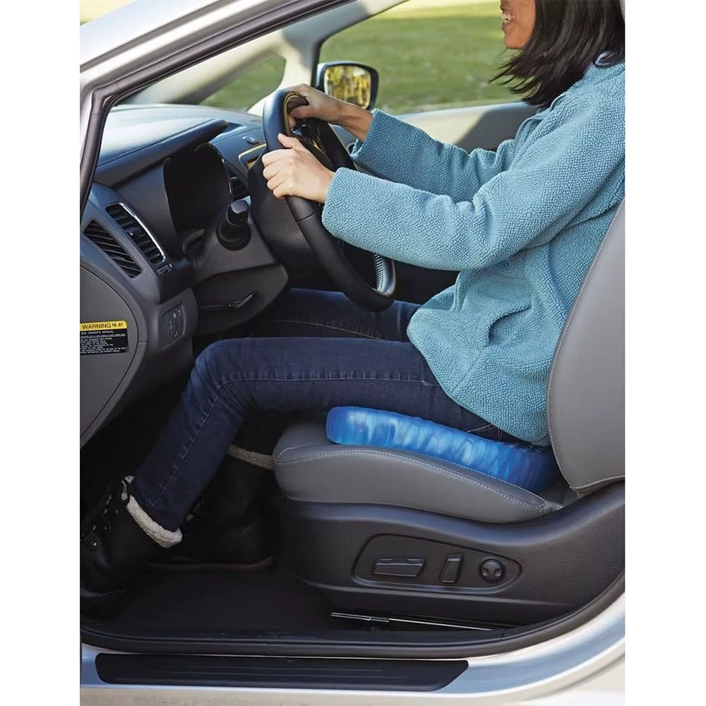 Ergonomic gel seat cushion for office chairs, providing tailbone & back support, ideal for long sitting.