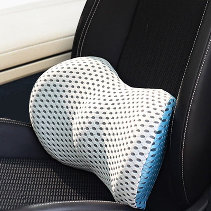 Orthopedic lumbar support cushion for office chairs, providing ergonomic back pain relief & posture correction.