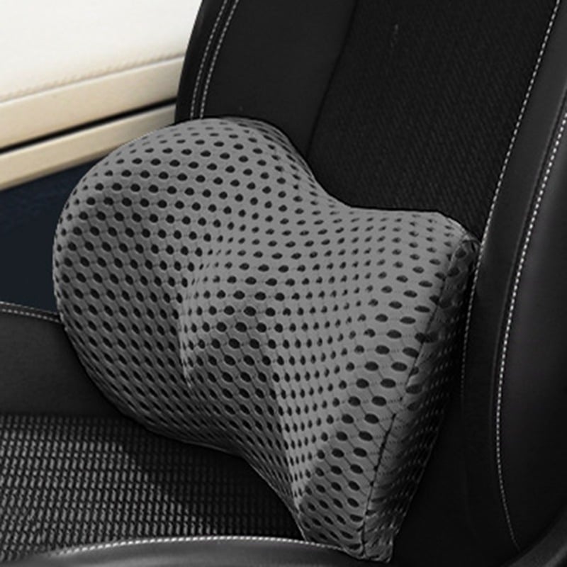 Car seat lumbar support cushion, memory foam for comfortable driving & lower back pain relief.