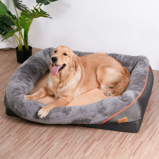 Orthopedic memory foam dog bed for large breeds, offering superior joint support and comfort.
