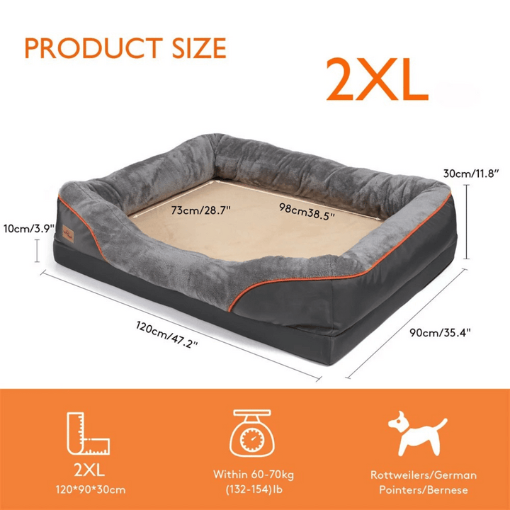 Stylish orthopedic memory foam dog bed, pet furniture providing joint support for large breeds.