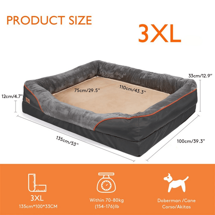 Therapeutic orthopedic memory foam dog bed for large breeds, reduces pressure points & enhances comfort.